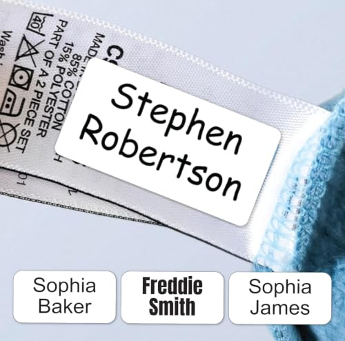 QuoteMyWall 66 Stick On Clothing Labels for Care Home Clothes Stationery | No Iron Washable Personalised Nursing Home Name Sticker Tags School Children Kids Nursery Day Care Washing Machine Safe