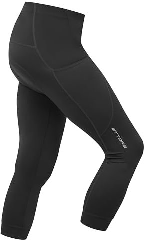 Ettore Pantalones Pirata De Ciclismo Acolchados para Hombre con Bolsillo Transpirables De Secado Rápido Bicicleta De Carretera - Dart - Negro - XL