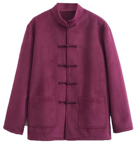 Chinesische Kleidung Tang-Anzug for Herren, Winter, Tai-Chi-Uniform, lange Ärmel, traditionelle chinesische Kleidung, Oberteile, Hanfu-Jacke, Kung-Fu-Kleidung, Hemdmantel, Kampfsport-Anzug(Red,XXL)