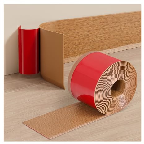 INMOZATA Flexible Skirting Board Covers Self Adhesive 10cm Wide Skirting Board Trim Vinyl Baseboard Molding Trim Peel and Stick Wall Moulding for Floor Base Cove Base Wall Base(Yellow Oak Grain,6M)