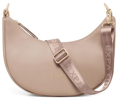 Expatrié Umhängetasche Damen Braun - Lea Small - Half Moon Bag Schultertasche - Crossbody Bag im Halbmond Design - Halbrunde Handtasche aus Veganem Leder - Wasserabweisend