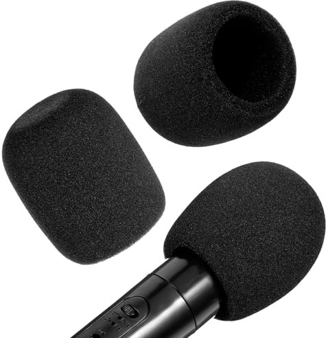 Microphone Cover, 2PCS Foam Mic Covers Black Microphone Windscreen Pop Filter Covers Microphones Accessories for Most Standard Handheld Microphones