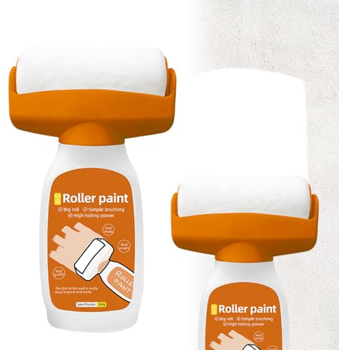 Connextion 500g Rodillo Pintura Pared para Reparación de Paredes, Rodillo de Pintura de secado Rápido, Pintura Blanca Pared con Rodillo, Rodillo de Pasta Integrado para Pintarpara Manchas, Graffiti