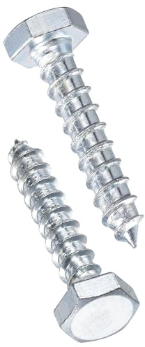 TA-VIGOR 10Pcs Coach Screws, M10 x 50mm Hex Head Lag Bolts, Carbon Steel Zinc Plated Sleeper Concrete Wood Screw Hexagon Lag Full Thread Self-Tapping Bolts for Outdoor Use in Decking, Fencing