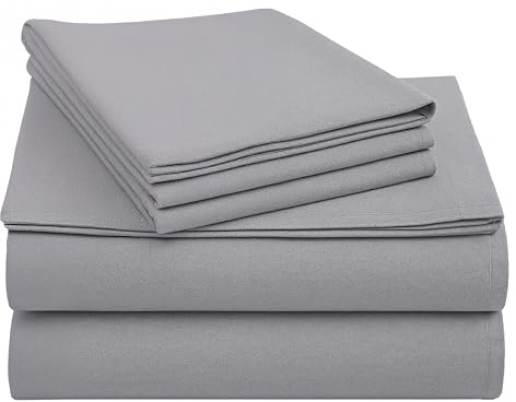 California Design Den Flannel Extra Deep Pocket Flannel Sheets King Size Set - Made in Portugal 100% Cotton, Triple-Brushed, Thick, Velvet Soft 4-Piece King Bed Sheet Set - Silver Grey