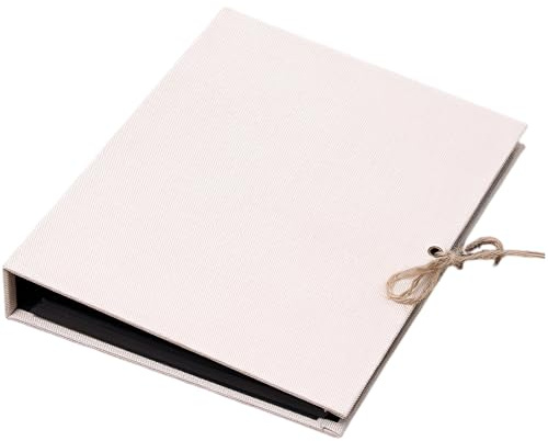 Linnefotoalbum, gör-det-själv klippbok med rustikt hamparep, beige tygband, påfyllningsbart album med lösa blad med 30 svarta sidor, 21 x 26,4 cm, minnesbok för jubileum, alla hjärtans dag