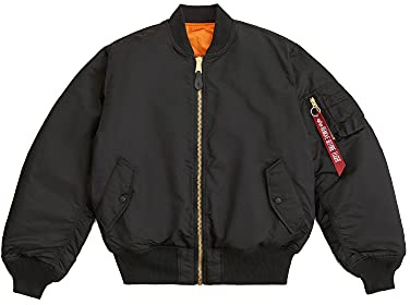 Alpha Industries MA-1 Bomber Flight Jacket - Fighter Pilot Flight Jacket - Black, M