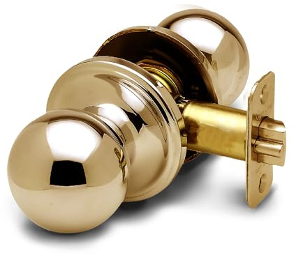 Copper Creek BK2020PB Ball Door Knob, Passage Function, 1 Pack, in Polished Brass