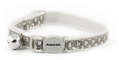 Ancol Reflektierendes Katzenhalsband, glänzend, Herz, silberfarben
