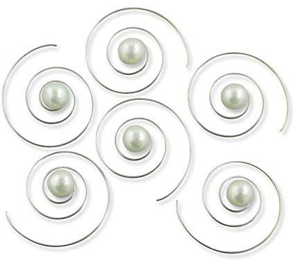 Rivelle Damen Curlies Perlen 6 mm creme 12 Stück Haarspiralen Haarschmuck Hochzeit Brautschmuck