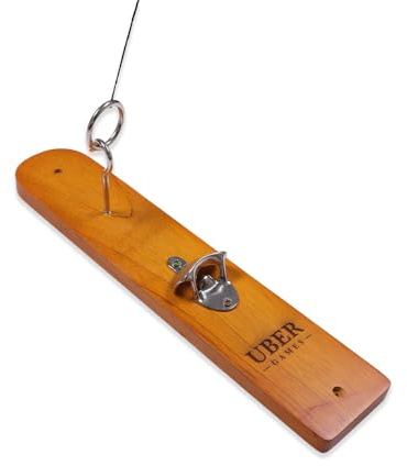 Uber Games Hook and Ring Game – Premium Indoor or Outdoor Wooden Ring Toss Skill Game with added Magnetic catch Bottle Opener – Perfect for Pub, Garden, Garage Fun