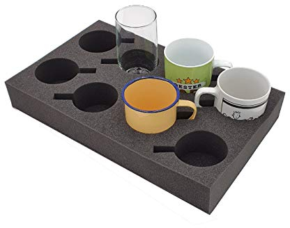 mc-cases XL Tassenhalter Glashalter Gläserhalter Platz für bis zu 8 Stück - Schaumstoff für Camping Wohnwagen Wohnmobile Boote Schiffe (Tassenhalter XL)