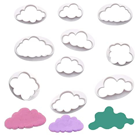 HOMEJOY 10 Stück Wolken Ausstecher Cloud Fondant Cutter Cookies Kuchenschneider für Backraum Café Geburtstags Hochzeitstorte Wolkenform