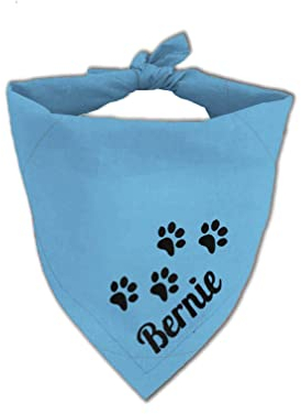 Personalisiertes Hunde Bandana - Verstellbares Dreiecks Halstuch Mit Gesticktem Wunschnamen - Baumwolle Kopftuch Dreieckstuch für Hunde (L, Blau)