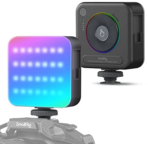 SMALLRIG P108 Luz de Vídeo RGB, Luces LED Portátiles para Cámaras, Iluminación Fotográfica a Todo Color de 360° con 3 Cold Shoe, 2700K-6500K, Panel de Luz de Vídeo Recargable de 2500mAh - 4055