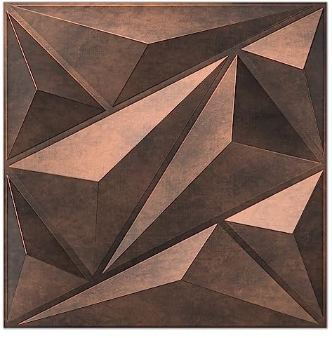 Art3dwallpanels - Pannello decorativo da parete in PVC, motivo 3D a rombi, per la decorazione delle pareti di interni, confezione da 12 pezzi, rame anticato