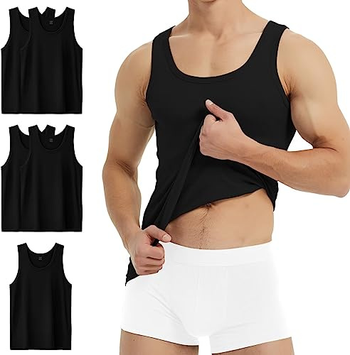 YouShow Undertröja för män, 3/5-pack, 100 % bomull, linne, finribbad