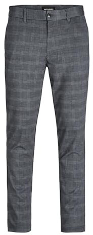 JACK & JONES Men's Jpstmarco Jjcooper Structure Chino Sn Chino Trousers, Smoked Pearl/Detail:Check, 32 W/32 L