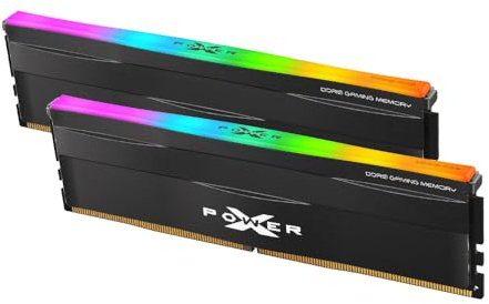 Silicon Power DDR5 64GB (2x32GB) RGB 6000MT/s (PC5-48000) 288-pin CL30 1.35V UDIMM Desktop Memory Module RAM SP064GXLWU60AFDF Black RGB