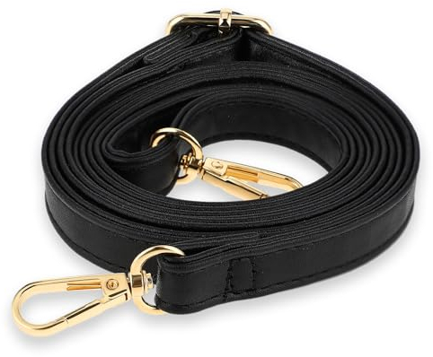Amabro Correa de repuesto para bolso, correa cruzada ajustable de piel sintética negra para bolsos, bolsa de hombro DIY (85-150 cm)