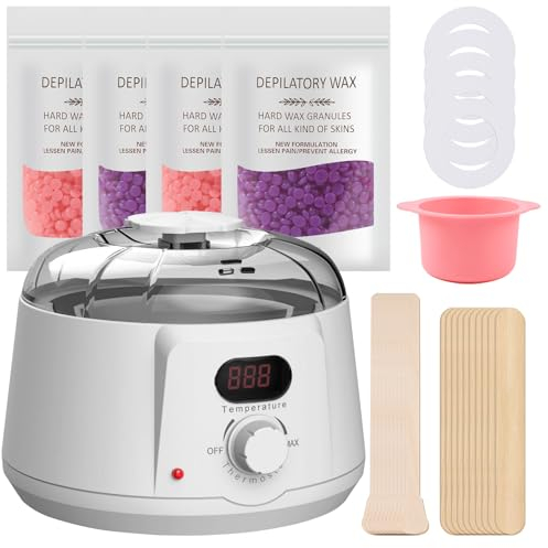 ANGNYA Waxing Set Digital Wachswärmer Wachs Haarentfernung mit 400g Wachsperlen,wachs haarentfernung wax maschine wachswärmer mit Wachszubehör Brasilianisches Wachs für den ganzen Körper