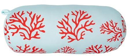 Fisura – Cojín de Playa “corales”. Almohada cilíndrica de 29 x 12 cm. Cojín de Relax Azul. Almohada de Viaje Original. Almohada de Camping de poliéster.