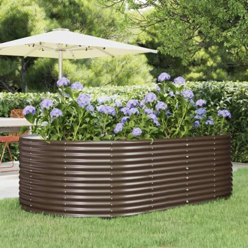 puraday Aiuola rialzata per giardino, fioriera vegetale, a spirale per erbe, XXL, in metallo, aiuola rialzata, in alluminio, misura XXL, 212 x 140 x 68 cm, marrone