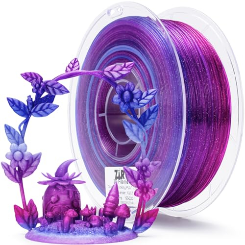 ZIRO Multicolore PLA Filament pour Imprimante 3D 1.75mm, Filament 3D Multicolore Translucide, Convient à la plupart des imprimantes 3D, Bobine de 1KG, Fleur Série-Lavande