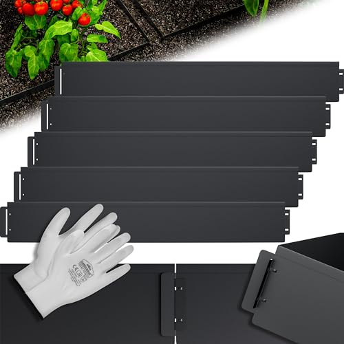 GARDEBRUK® Recinzione Prato 25m 100x14cm in Metallo Zincato Bordo Giardino Delimitazione Aiuole Bordi a Incastro