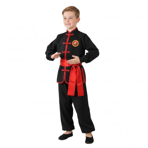 STIOEDYUAN Kids Kung Fu Suits Tai Chi Uniform Chinese Martial Art Wing Chun Clothing Sets (Black, 6-7 Years)