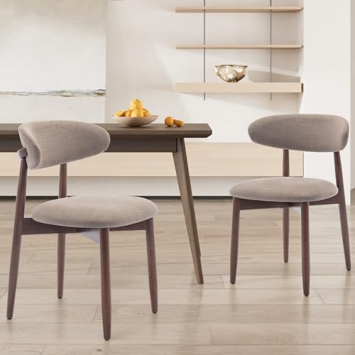 COLAMY Modern Dining Chairs Set with Wooden Legs – Upholstered Fabric Dining Room Chairs with Curved Backrest, Soft Cushion Seat, and Sturdy Rubberwood Frame for Kitchen, Living Room, or Café