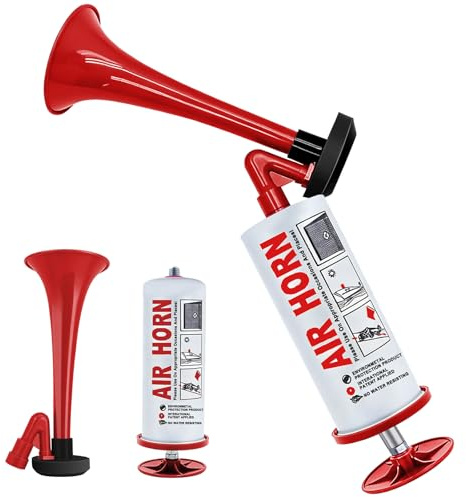 Rongrongago Air Horn Handheld, 118dB Plastic Air Horn Handheld, Marine Safety Airhorn, Airhorn Loud Noise Maker for Soccer, Stadiums, Boats and Parties (Red)