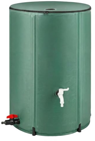 100 Gallon Collapsible Rain Barrel,to Collect Rainwater from Gutter Downspouts, Heavy Duty PVC Rainwater Collection System, with Spigots top Mesh Cover and Overflow Valve,for Garden Lawn Irrigation