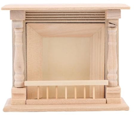 Cheminée pour Maison de poupée 1:12, Meubles Miniatures en Bois de Bouleau Non Peint, Accessoires de décoration