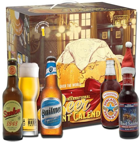 Kalea | Bieradventskalender 2025 | Edition International | inkl. Verkostungsglas | Biere aus 17 verschiedenen Ländern | Geschenk zur Vorweihnachtszeit für Bierliebhaber | Männer