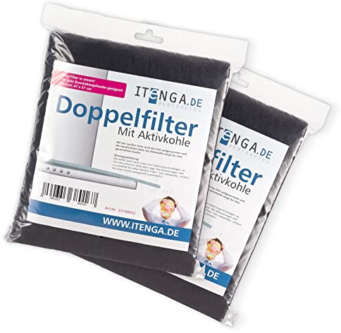 itenga Doppelpack 2x Universal Filter Dunstabzugshaube Aktivkohlefilter/Aktiv-Kohlefilter für Dunstabzugshaube geeignet- zuschneidbar - 47x57cm