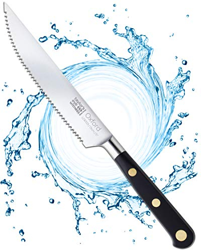 Taylors Eye Witness Oxford Professional Serrated Utility Knife - 13cm/5” Full Tang Toothed Blade, High Grade Finely Ground Stainless Steel. Traditional Triple Brass Rivet Comfort Handle.