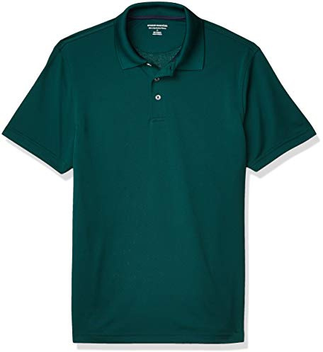Amazon Essentials Men's Golf Polo Shirt, Short Sleeve, Slim-Fit, Quick-Dry, Dark Green, L