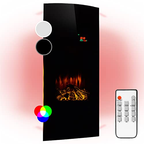 Klarstein Chimenea Electrica Pared, Estufa sin Leña de Interior, Chimeneas Electricas Decorativas 2000W, Llama LED, Chimenea Decorativa Falsa, Mando a Distancia, Temporizador y Termostato Ajustable