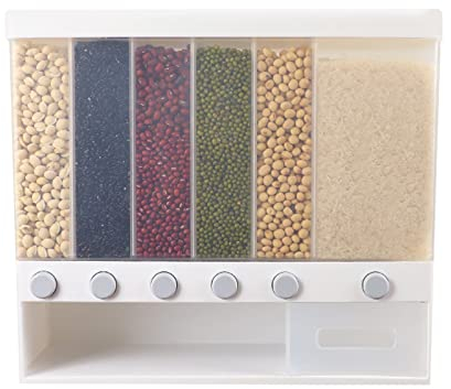 DeeDuud Distributeur de céréales Capacité : 10 kg Distributeur de céréales avec 6 compartiments Le type tiroir de riz Pickup Distributeur de céréales Design transparent Distributeur de céréales pour