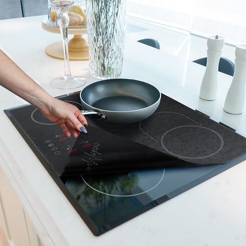 HomeMakers Translucent Induction Hob Protector Mat, Large 61x53cm, Heat Resistant Silicone Mat, Induction Hob Cover Protector, Easy to Clean, Cover for Cooking to Prevent Hob from Scratches.
