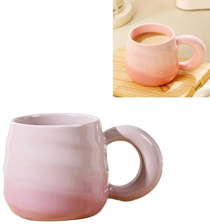 400ml Kaffeetasse Form mit Gewinde Cappuccino Tasse Teetasse Keramik Tassen Sanfte Farbverläufe (Lila)