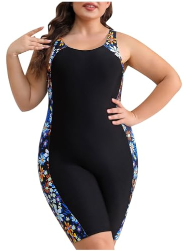 Women One Piece Boyleg Swimsuit Athletic Tummy Control Swimwear Surfing Rash Guard Swimming Costume Plus Size Modest Swimwear Bathing Suit Tankini Beachwear Ladies Sport Swimming Costume UK Size