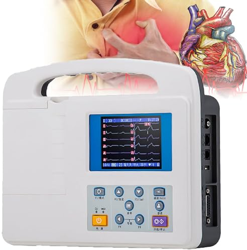 GBHJJ Monitor ECG PortáTil, Monitor CardíAco ElectrocardióGrafo, con Papel de ImpresióN, MáQuina Digital LXS en Color de 12 Derivaciones y 3 Canales, para Cuidado Bucal MéDico