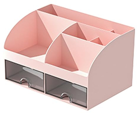 YULEESIYIP Desktop Storage Box Multifunctional Transparent Drawer Desktop Pen Pencil Card Holder for Office Desk HIPS PS Material (Pink)