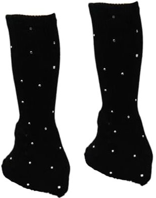 Harilla Ice Skating Leg Warmers with Rhinestone Decoration Ice Figure Skating Socks Knitting Leg Warmers for Workout Party Dance 30cm, Black
