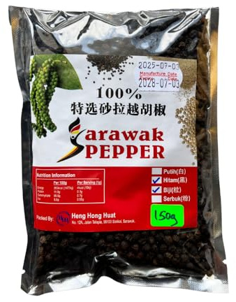 Poivre Noir Sarawak en Grains 150g - Épice Premium de Malaisie - Moulin Poivre Cuisine Gastronomique - Condiment Authentique