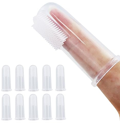12 Pezzi Spazzolino Denti morbido Animali Domestici,Trasparente Spazzolino denti in silicone,Spazzolini morbidi della barretta dell'animale domestico,per Cane,Gatto