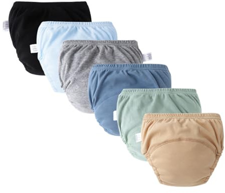 Hixingo Culotte Apprentissage Propreté Fille Garcon, Lot de 6 Culotte d Apprentissage Réutilisable, Coton Couche Lavable Enfant, Couches pour Les Enfants de 1 à 6 Ans (Style 2,S)