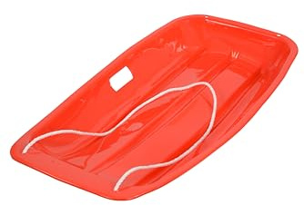 Heavy Duty Colour Large Adults Kids Children Snow Sledges Toboggan Sledge Rope Sled Play Snow Ice (Red, Small - 89cm)